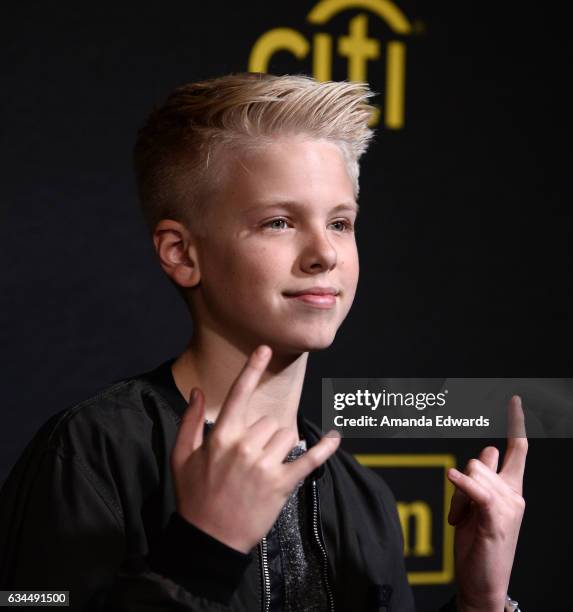 Carson Lueders arrives at the 2017 Billboard Power 100 party at Cecconi's on February 9, 2017 in West Hollywood, California.