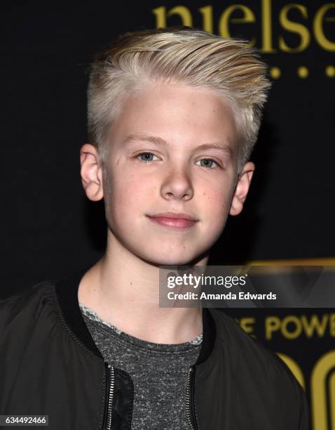 Carson Lueders arrives at the 2017 Billboard Power 100 party at Cecconi's on February 9, 2017 in West Hollywood, California.