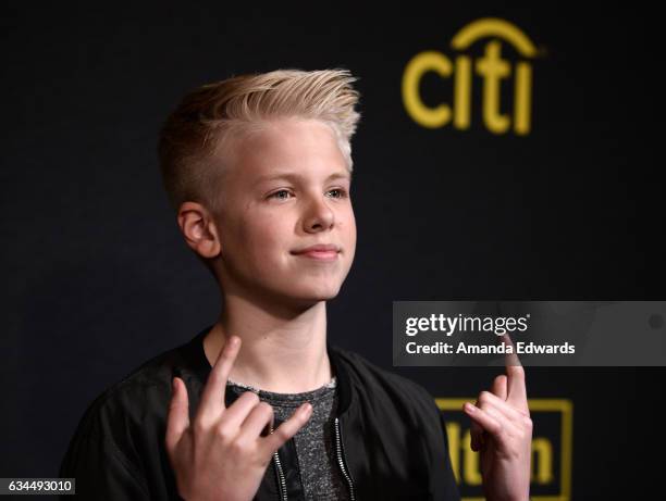 Carson Lueders arrives at the 2017 Billboard Power 100 party at Cecconi's on February 9, 2017 in West Hollywood, California.