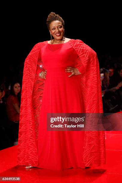 Actress CCH Pounder walks the runway during the "Go Red for Women" fashion show during Fall 2017 New York Fashion Week at Hammerstein Ballroom on...