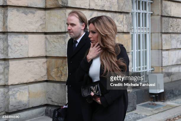 Gina-Lisa Lohfink arrives with her lawyer Burkhard Benecken, at the Tiergarten regional court on February 10, 2017 in Berlin, Germany. The...