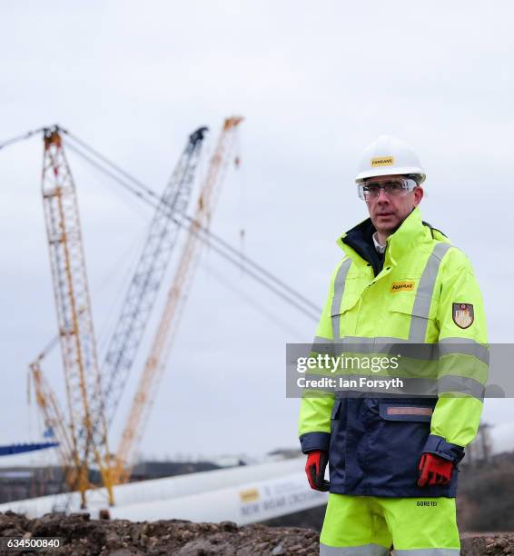 Stephen McCaffrey, Project Director for Farrans Victor Buyck Joint Venture poses for the media as the final 100 metre centrepiece of Sunderland's new...