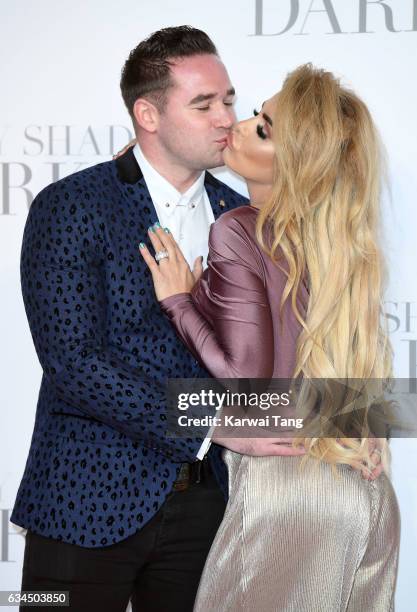 Katie Price and Kieran Hayler attend the UK Premiere of "Fifty Shades Darker" at the Odeon Leicester Square on February 9, 2017 in London, United...