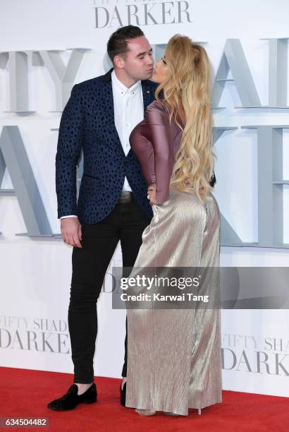 Katie Price and Kieran Hayler attend the UK Premiere of "Fifty Shades Darker" at the Odeon Leicester Square on February 9, 2017 in London, United...