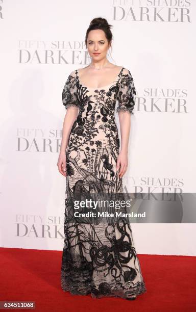 Dakota Johnson attends the "Fifty Shades Darker" UK Premiere on February 9, 2017 in London, United Kingdom.
