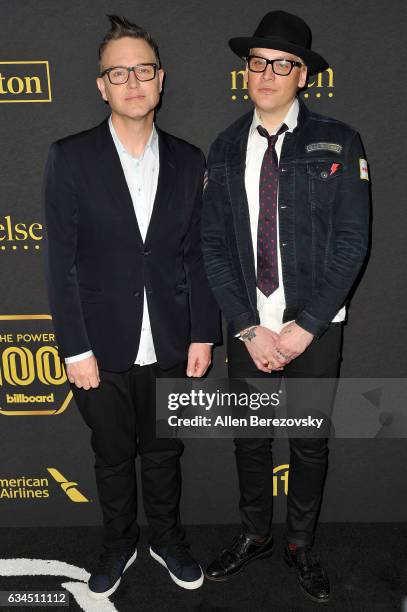Musicians Mark Hoppus and Matt Skiba attends 2017 Billboard Power 100 at Cecconi's on February 9, 2017 in West Hollywood, California.