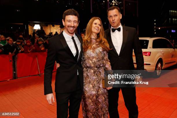 Oliver Berben, his wife Katrin Berben and Heiko Kiesow attend the 'Django' premiere during the 67th Berlinale International Film Festival Berlin at...