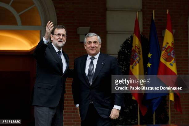Spanish Prime Minister Mariano Rajoy meets the President of the European Parliament Antonio Tajani at Moncloa Palace on February 10, 2017 in Madrid,...