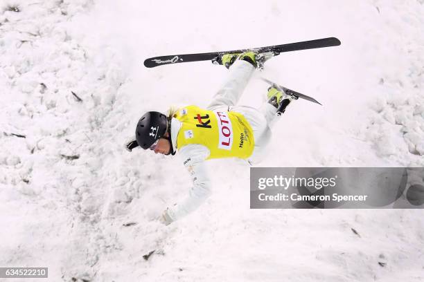 Danielle Scott of Australia crashes in the FIS Freestyle Ski World Cup 2016/17 Ladies Aerials final at Bokwang Snow Park on February 10, 2017 in...