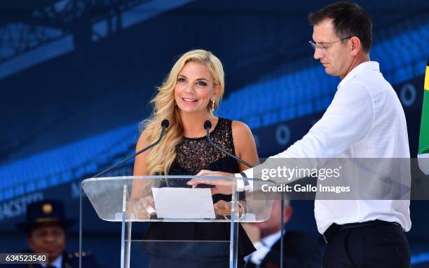 Amor Vittone during the Memorial service of Joost van der Westhuizen at Loftus Versfeld on February 10, 2017 in Pretoria, South Africa.