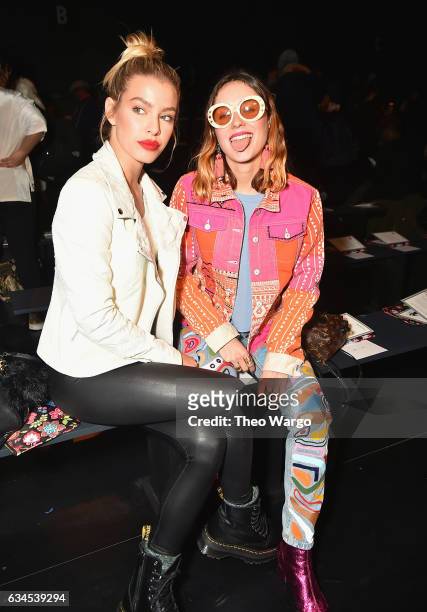 Jessica Goicoechea and Miranda Makaroff attend the Desigual fashion show during New York Fashion Week at Gallery 1, Skylight at Clarkson Sq on...