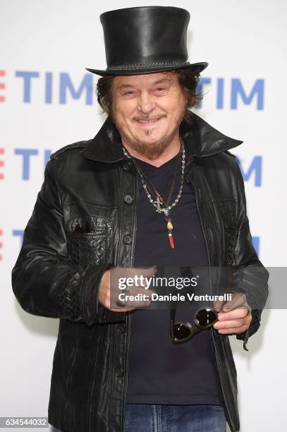 Italian singer-songwriter and musician Zucchero attends a photocall during the fourth day of 67. Sanremo Festival at Teatro Ariston on February 10,...