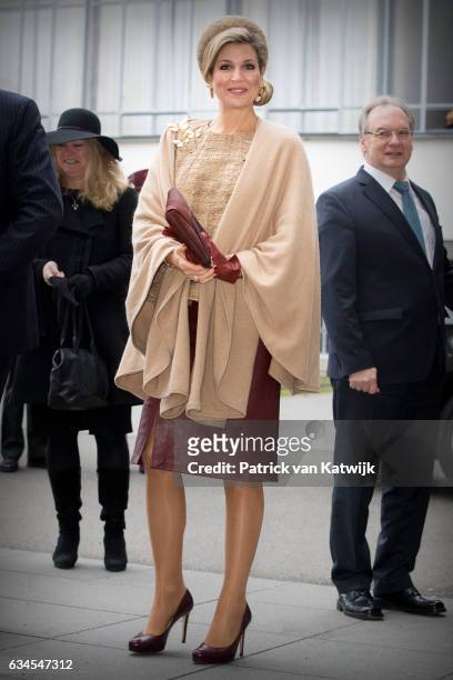 King Willem-Alexander and Queen Maxima of The Netherlands visit the Bauhaus art academy during their 4 day visit to Germany on February 10, 2017 in...