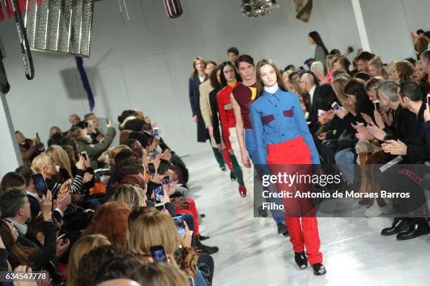 Model walks the runway at the Calvin Klein Collection show during New York Fashion Week on February 10, 2017 in New York City.