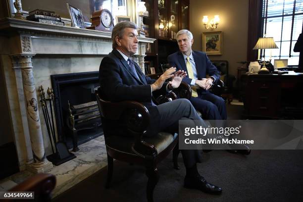 Supreme Court nominee Judge Neil Gorsuch meets with Sen. Roy Blunt in Blunt's office on Capitol Hill February 10, 2017 in Washington, DC. Gorsuch...