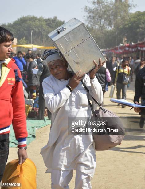 Day before the Election Day, polling parties were sent to different assembly segments in 527 buses from Kamla Nehru Nagar Ground, on February 10,...