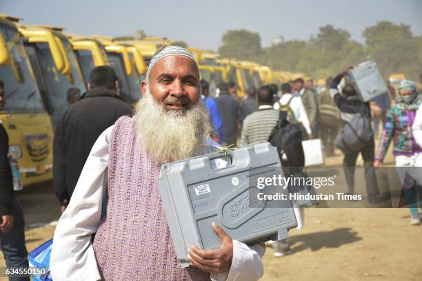 Day before the Election Day, polling parties were sent to different assembly segments in 527 buses from Kamla Nehru Nagar Ground, on February 10,...