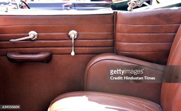 Rear interior of Buik Convertible of 1938 model with 4500 CC during the media preview for upcoming 21 Gun Salute Vintage Car rally, on February 10,...