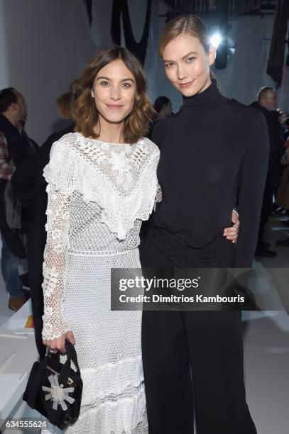 Alexa Chung and Karlie Kloss attends the Calvin Klein Collection Front Row during New York Fashion Week on February 10, 2017 in New York City.