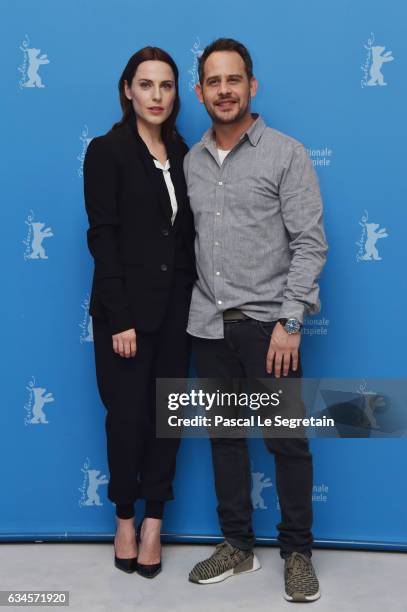 Actors Moritz Bleibtreu and Antje Traue attend the 'Bye Bye Germany' photo call during the 67th Berlinale International Film Festival Berlin at Grand...
