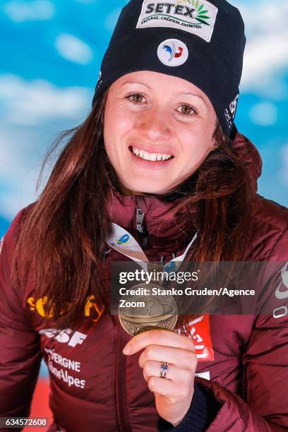 Anais Chevalier of France wins the bronze medal during the IBU Biathlon World Championships Women's Sprint on February 10, 2017 in Hochfilzen,...