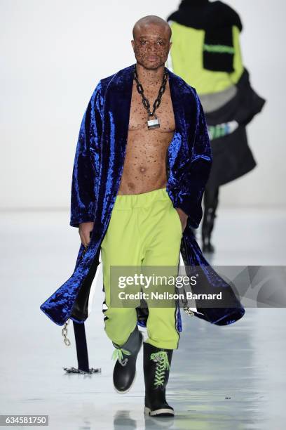 Model walks the runway for the Concept Korea collection during, New York Fashion Week: The Shows at Gallery 3, Skylight Clarkson Sq on February 10,...