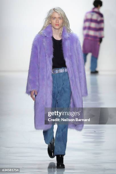 Model walks the runway for the Concept Korea collection during, New York Fashion Week: The Shows at Gallery 3, Skylight Clarkson Sq on February 10,...
