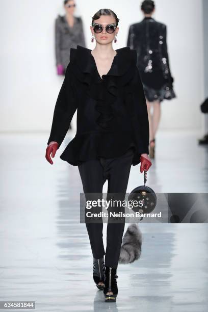 Model walks the runway for the Concept Korea collection during, New York Fashion Week: The Shows at Gallery 3, Skylight Clarkson Sq on February 10,...