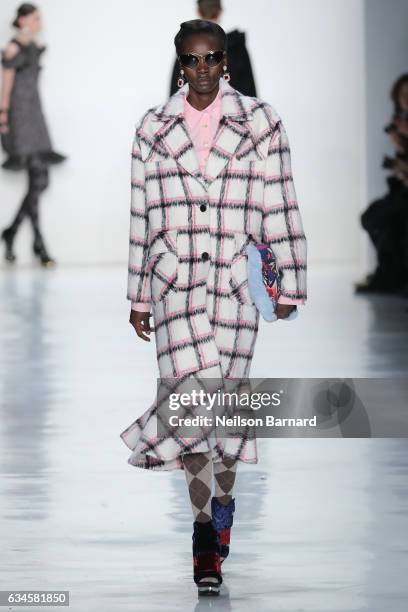 Model walks the runway for the Concept Korea collection during, New York Fashion Week: The Shows at Gallery 3, Skylight Clarkson Sq on February 10,...