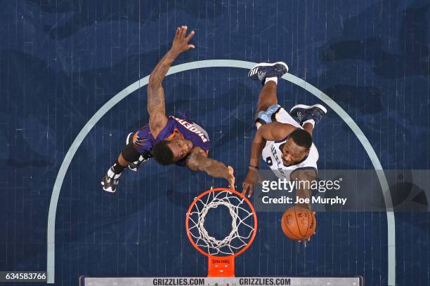 Tony Allen of the Memphis Grizzlies drives to the basket against the Phoenix Suns on February 8, 2017 at FedExForum in Memphis, Tennessee. NOTE TO...