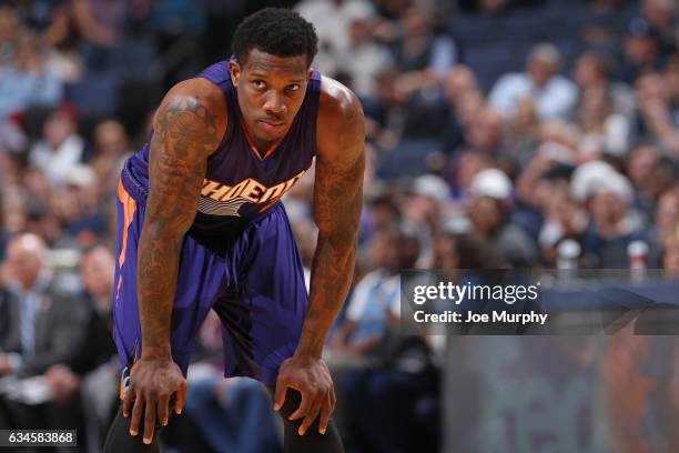 Eric Bledsoe of the Phoenix Suns looks on during the game against the Memphis Grizzlies on February 8, 2017 at FedExForum in Memphis, Tennessee. NOTE...