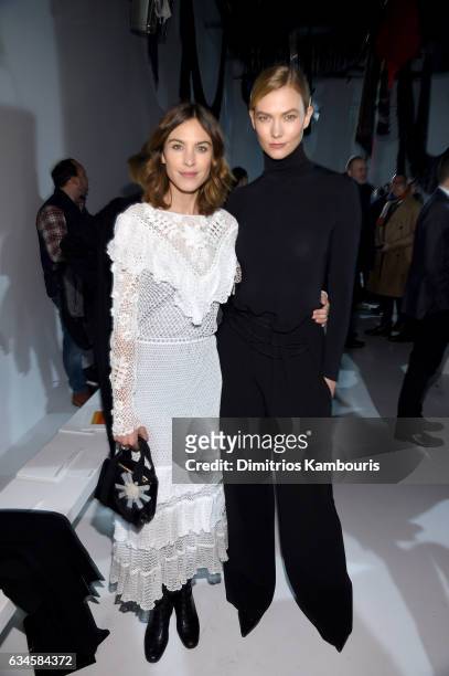 Alexa Chung and Karlie Kloss attends the Calvin Klein Collection Front Row during New York Fashion Week on February 10, 2017 in New York City.