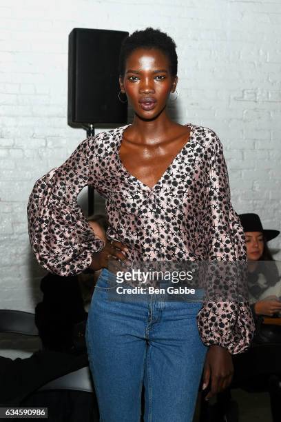 Model Aamito Lagum attends the Hellessy fashion show during New York Fashion Week at Highline Stages on February 10, 2017 in New York City.