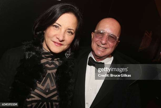 Cathy Vasapoli and husband Paul Shaffer pose at the Opening Night of "Sunset Boulevard"on Broadway at The Palace Theatre on February 9, 2017 in New...