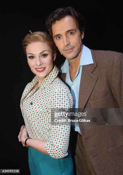 Siobhan Dillon as "Betty Schaeffer" and Michael Xavier as "Joe Gillis" pose backstage at the Opening Night of "Sunset Boulevard"on Broadway at The...