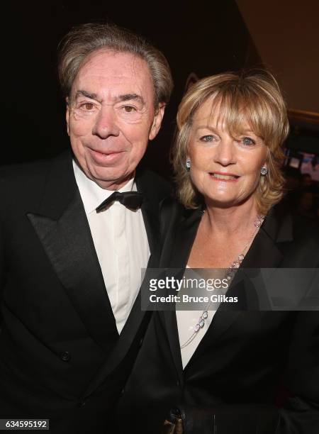Sir Andrew Lloyd Webber and wife Madeline Lloyd Webber pose at the Opening Night of "Sunset Boulevard"on Broadway at The Palace Theatre on February...