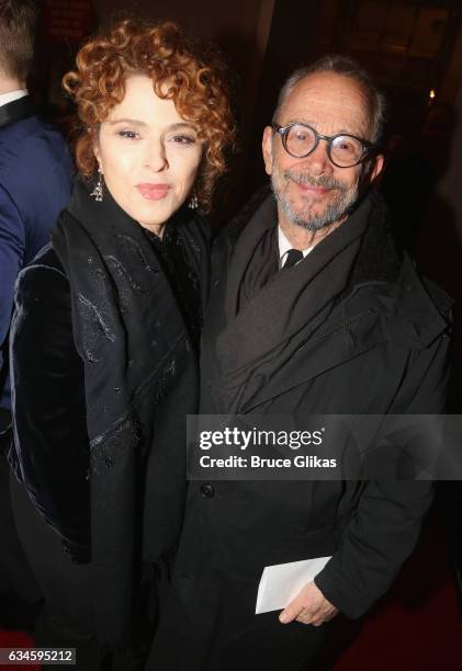 Bernadette Peters and Joel Grey pose at the Opening Night of "Sunset Boulevard"on Broadway at The Palace Theatre on February 9, 2017 in New York City.