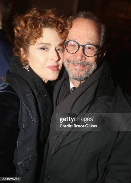 Bernadette Peters and Joel Grey pose at the Opening Night of "Sunset Boulevard"on Broadway at The Palace Theatre on February 9, 2017 in New York City.