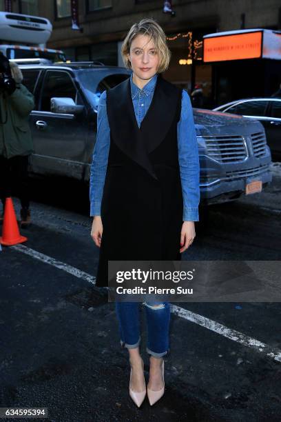 Greta Gerwig is seen outside the Calvin Klein Collectionon February 10, 2017 in New York City.