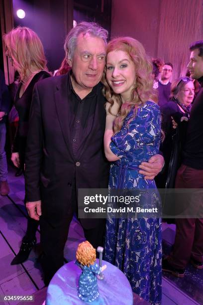 Terry Jones and cast member Cassidy Janson attend the 2nd birthday gala performance of "Beautiful: The Carole King Musical" at The Aldwych Theatre on...