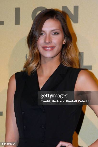 Miss France 2015, Camille Cerf attends the "Lion" Paris premiere at Cinema Gaumont Opera on February 10, 2017 in Paris, France.