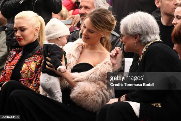 Gwen Stefani, Behati Prinsloo and Dusty Rose Levine attend a ceremony honoring Adam Levine with Star On The Hollywood Walk Of Fame on February 10,...