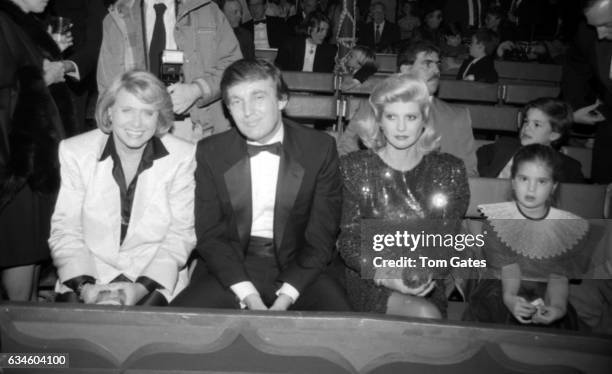 Gossip columnist Liz Smith, businessman Donald Trump and his wife Ivana Trump and their daughter Ivanka Trump attend 1001 Nights at the Big Apple...
