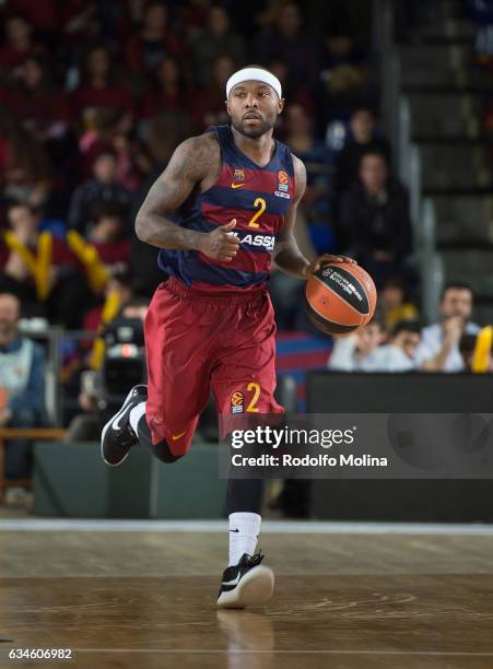 Tyrese Rice, #2 of FC Barcelona Lassa in action during the 2016/2017 Turkish Airlines EuroLeague Regular Season Round 22 game between FC Barcelona...