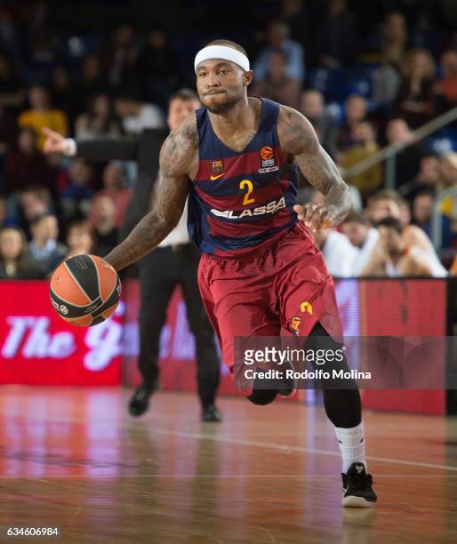 Tyrese Rice, #2 of FC Barcelona Lassa in action during the 2016/2017 Turkish Airlines EuroLeague Regular Season Round 22 game between FC Barcelona...