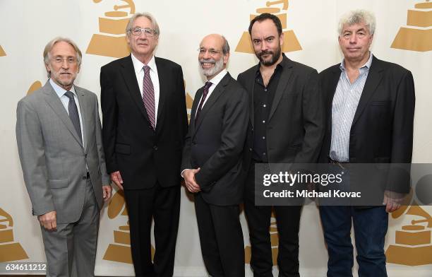 National Academy of Recording Arts and Sciences President Neil Portnow, attorney Henry W. Root, honoree Elliot Groffman, musician Dave Matthews, and...