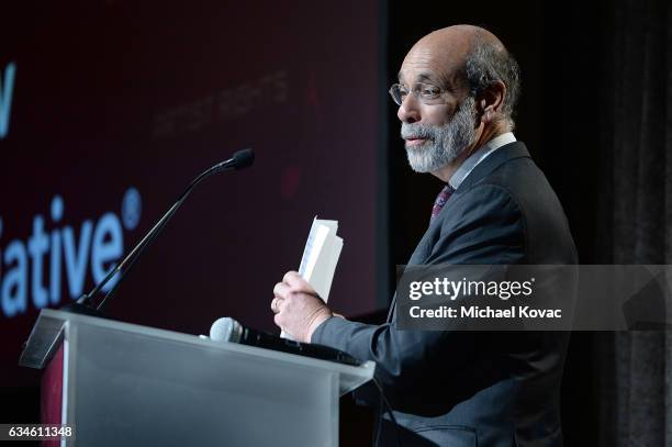 Honoree Elliot Groffman presents onstage after receiving the 2017 ELI Service Award at the Entertainment Law Initiative on February 10, 2017 in Los...