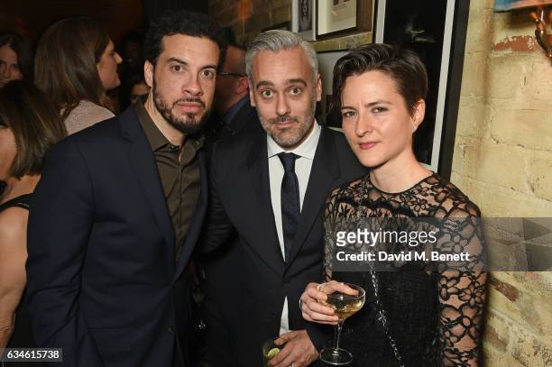 Ezra Edelman and Iain Canning attend a dinner co-hosted by Harvey Weinstein, Burberry & Evgeny Lebedev ahead of the 2017 BAFTA film awards in...