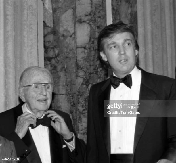 Businessman Donald Trump and Dr. Norman Vincent Peale attend the 90th birrthday celebration of Dr. Norman Vincent Peale author of the book "The Power...