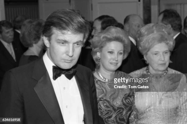 Businessman Donald Trump, his sister Maryanne Trump Barry and his mother Mary Anne MacLeod Trump attend the 90th birrthday celebration of Dr. Norman...